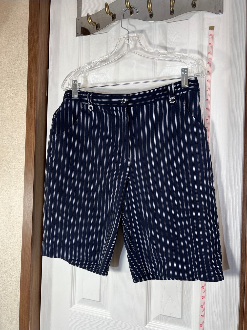 EP Pro Navy Pinstripe Women’s Flat Front Shorts